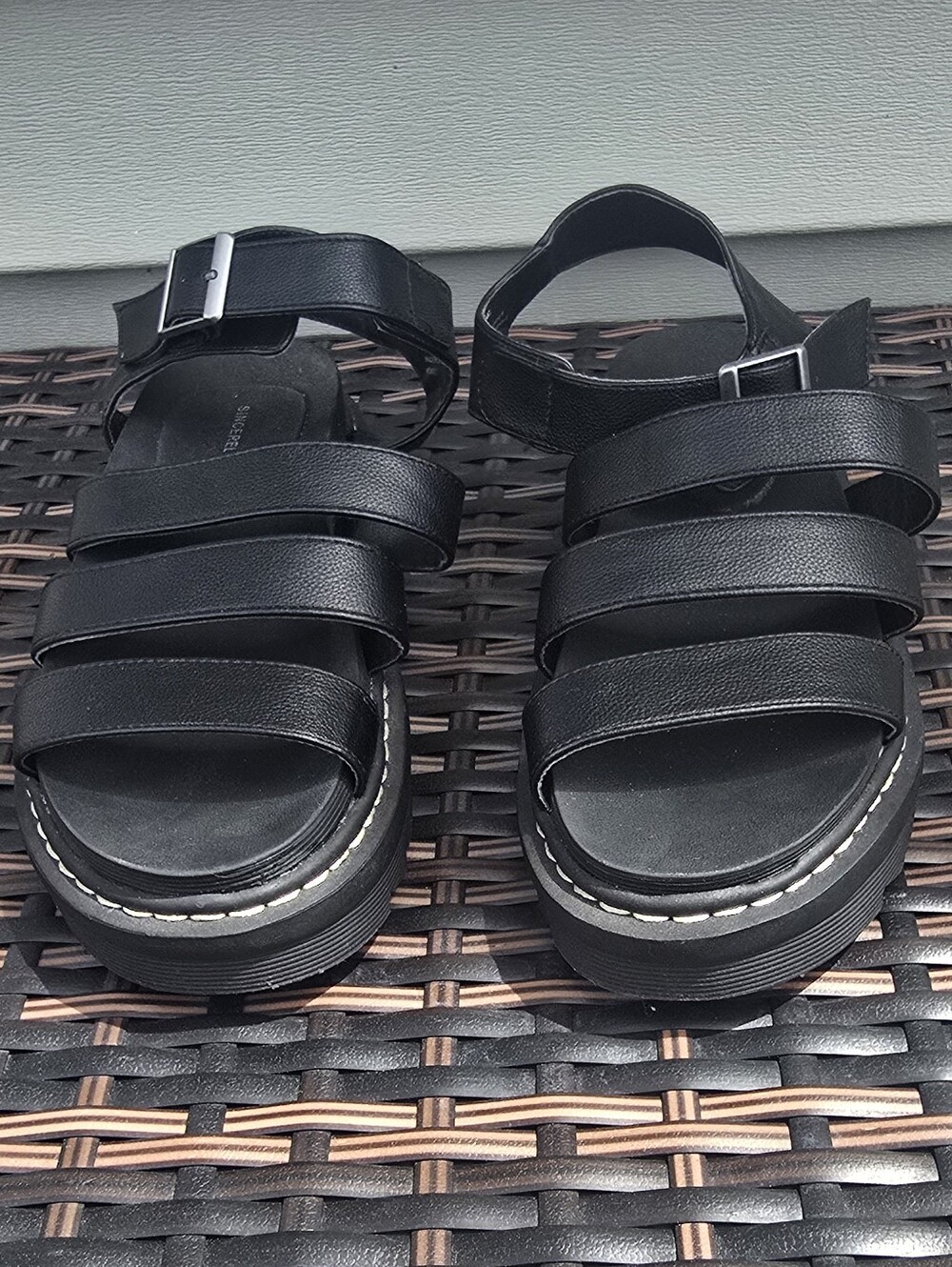 Darling Black Strappy Platform Sandals - Picture 3 of 9